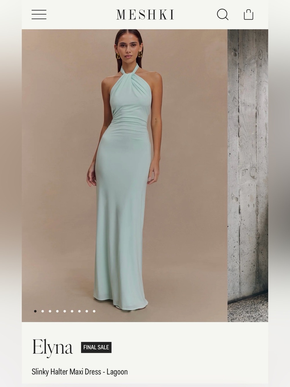 NWT Meshki Elyna Slinky Halter Maxi Dress in Lagoon